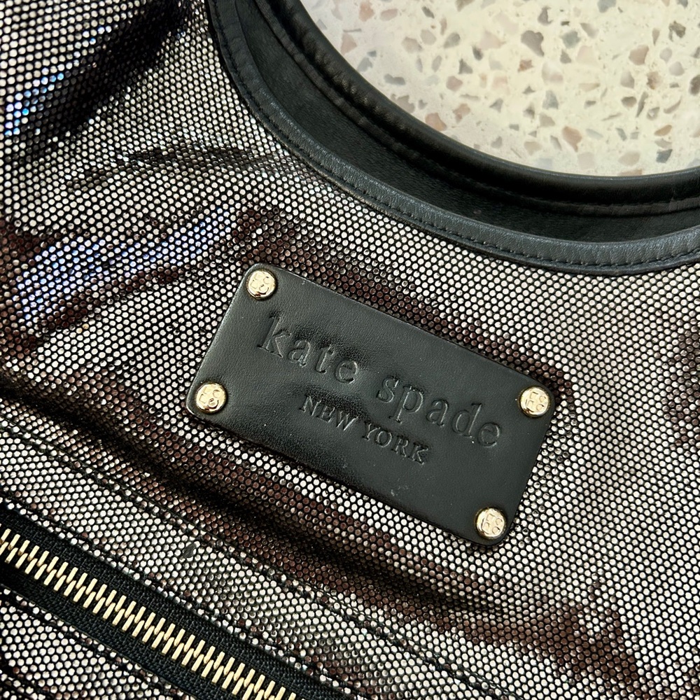 Kate Spade Metallic Black Hobo Sling Shoulder Bag with Original Dust Bag - Picture 2 of 4